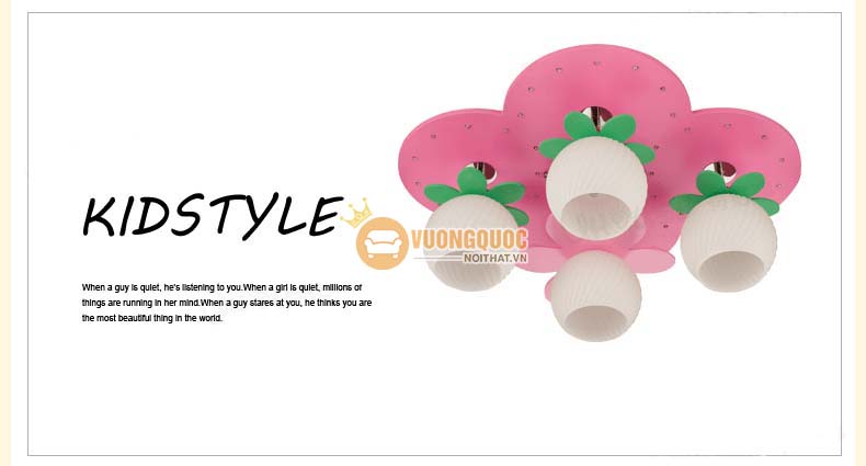 Đèn ốp trần cho bé màu hồng dễ thương uhs111-9